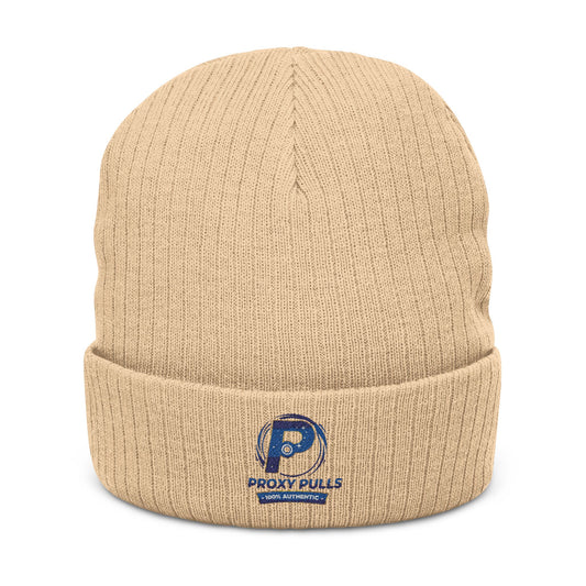 Embroidered Ribbed ProxyPulls Beanie