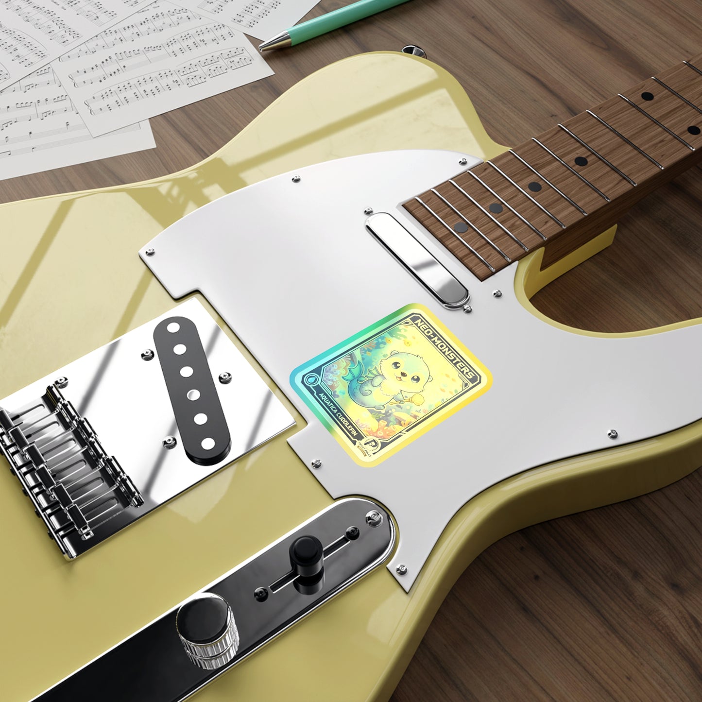 Holographic Neo-Monster Sticker - "Aquatica Cuddlefin" Premium Die-Cut