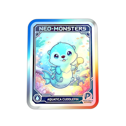 Holographic Neo-Monster Sticker - "Aquatica Cuddlefin" Premium Die-Cut