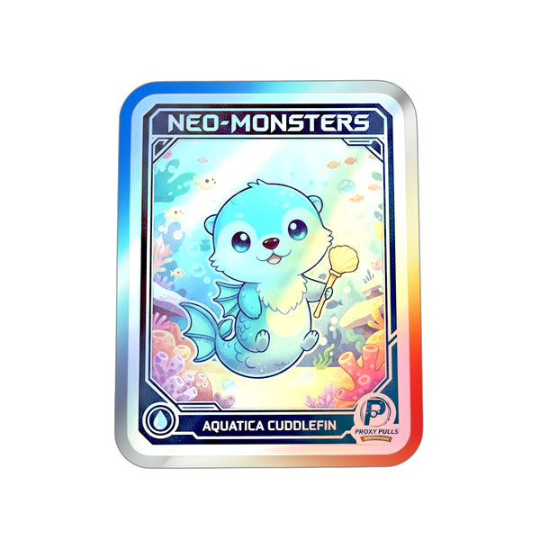 Holographic Neo-Monster Sticker - "Aquatica Cuddlefin" Premium Die-Cut