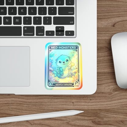 Holographic Neo-Monster Sticker - "Aquatica Cuddlefin" Premium Die-Cut