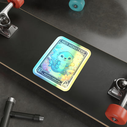 Holographic Neo-Monster Sticker - "Aquatica Cuddlefin" Premium Die-Cut