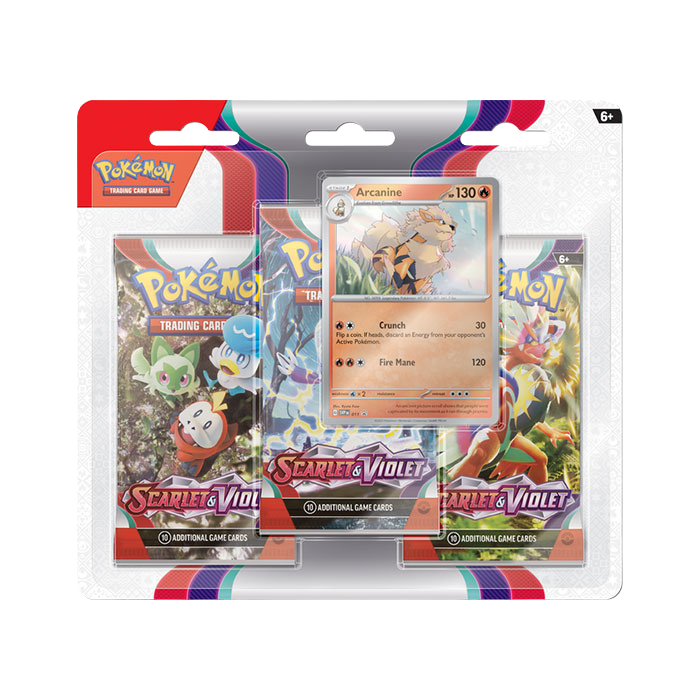 Pokémon TCG: Scarlet & Violet 3-Pack Blister - 3 Boosters & Foil Promo (Arcanine or Dondozo)